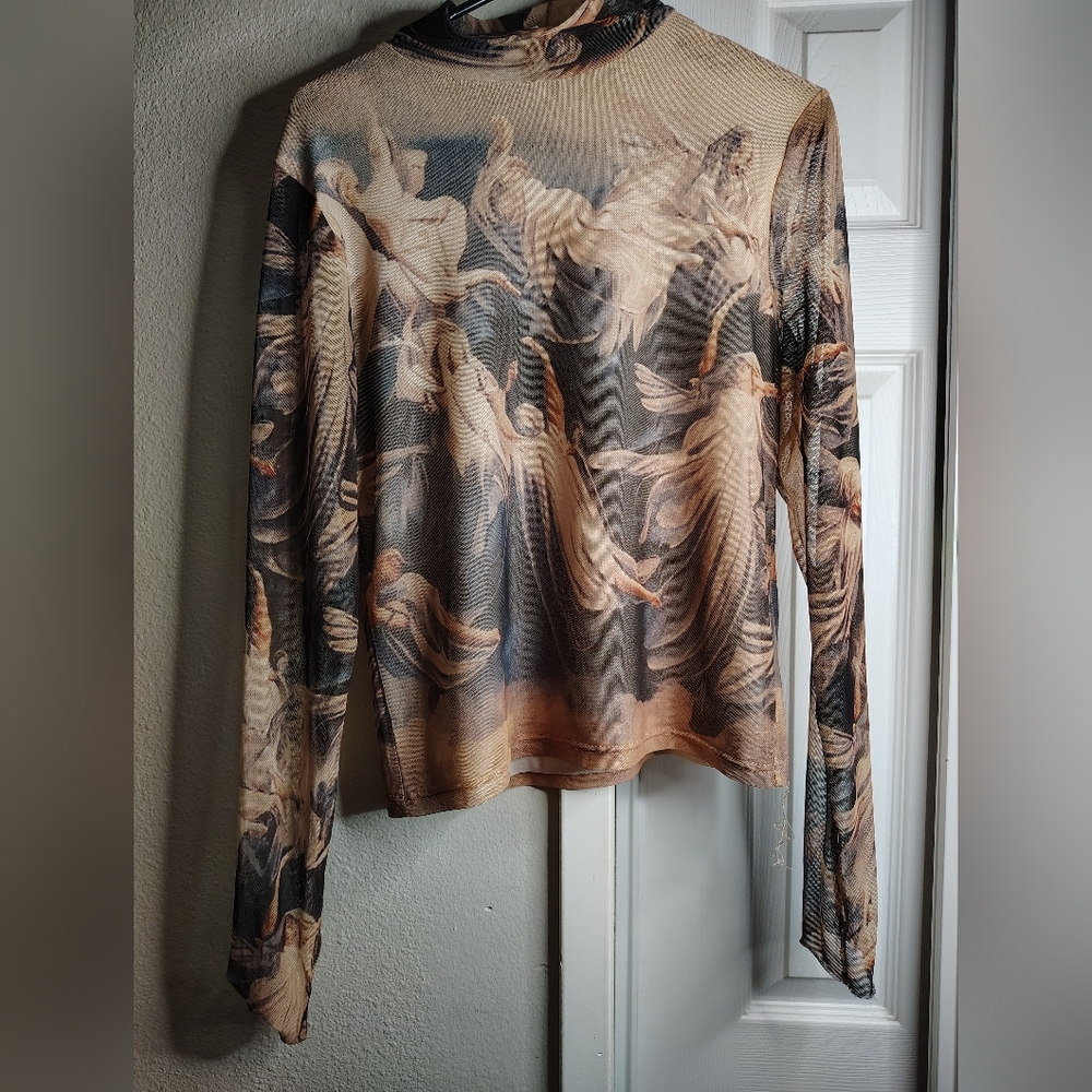Sheer Artistic Long Sleeve Top